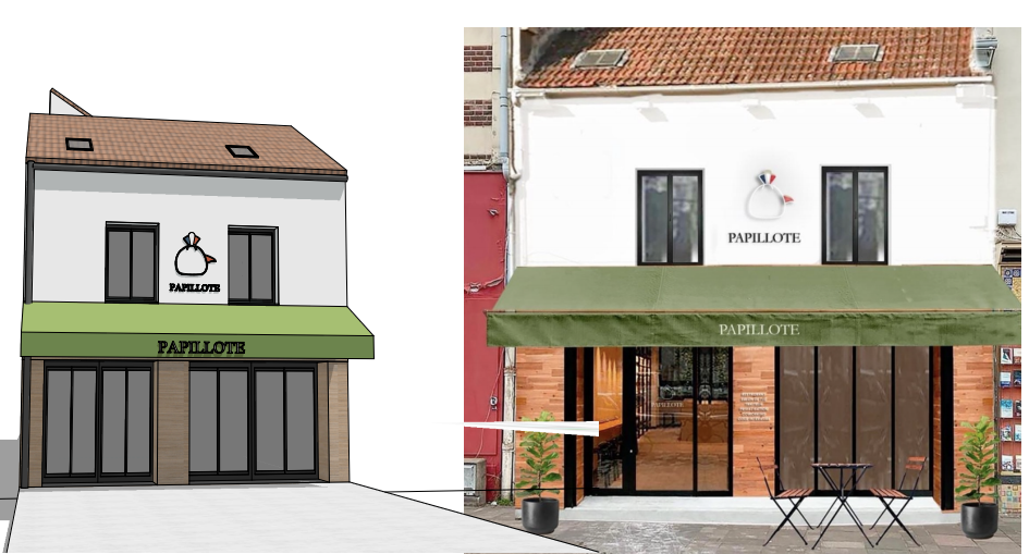 Devanture commerce ERP Architecte DPLG HMONP demande d'autorisation